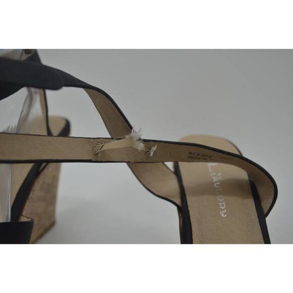 CL by Laundry Black Faux Leather Open Strapy Weaved shoes 10 - Picture 7 of 16